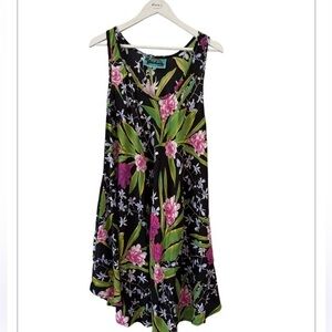 NWOT RainbowJo Beautiful  Summer Sleeveless Floral Pocket Trapeze Dress 1X